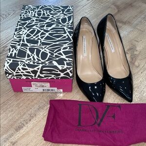 Diane Von Furstenberg | Black Patent Leather Pumps | Size 9